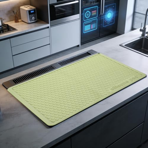 PATIKIL Dish Drying Mat, 16 x 12 Inch Silicone Heat Resistant Drying Pad Stove Top Cover for Kitchen Counter Sink Stove Refrigerator Drawer Liner, Matcha Green