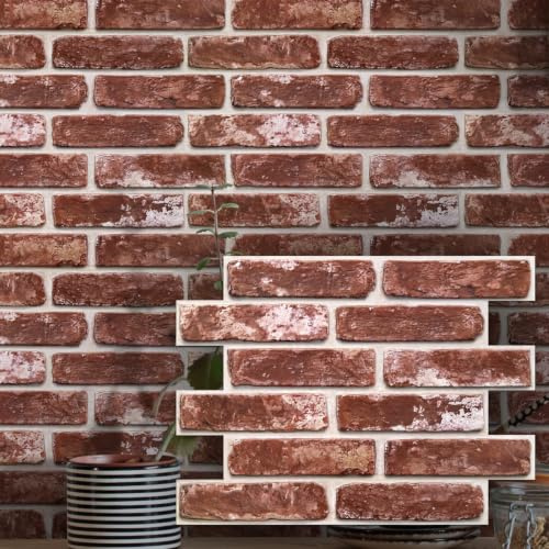 COMSTICKC Panneaux Muraux 3D Adhesif Brique, 10 Pièces, 30 x 40 cm | Léger PVC AutoAdhésif Panneaux Muraux 3D Pierre Décoration Pour Décoration Intérieure
