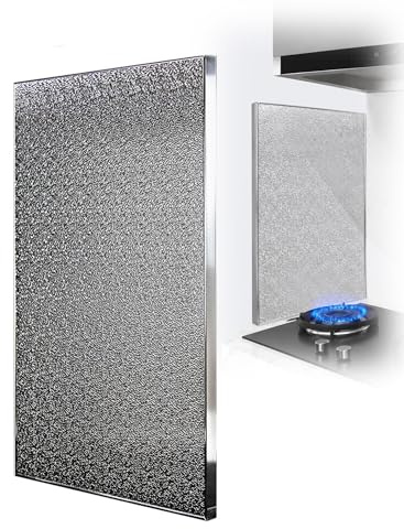 Selbstklebende Hitzeschutzplatte for die Küche – feuerfest, wärmeisolierende Rückwand for Herd, Ofen und Theke, magnetisch oder mit Halterung(Adhesive,20 cmx60 cm)