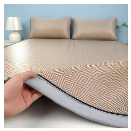 RAGOPILEN Tapis rafraîchissant en soie de bambou | Refroidissement d'été multicolore en plusieurs tailles : tapis de bambou pliable en soie glacée avec taie d'oreiller