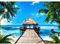 Runa Art Fototapete Strand Meer Hütte 352 x 250 cm Vlies Tapeten XXL Moderne Wandtapete Wohnzimmer Schlafzimmer Grün Blau 9213011b