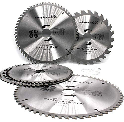 Lame de scie circulaire - 210 x 30 mm - 60 dents - Idéal pour le bois, le hêtre, le bois équé, les planches profilées En plastique Compatible avec Bosch, Metabo, Einhell, Güde Scie circulaire à table