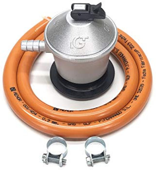 KIT RECAMBIO HOMOLOGADO BUTANO (REGULADOR + MANGUERA FLEXIBLE 0,80M + 2 ABRAZADERAS)