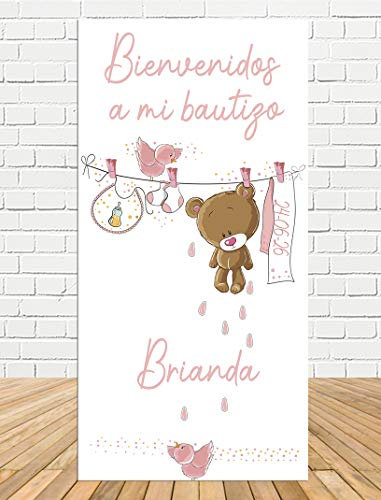 Baptism Welcome Sign Lying Bear 140 x 70 cm|Fun and Economical|Christening Detail|Decorated Christening|Personalised