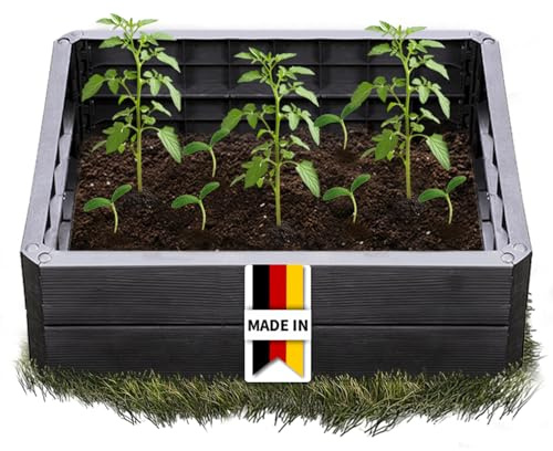 Garantia Ergo Quadro M Hochbeet-System Wood 4 Paneele inkl. Verbinder | Blumentopf, Hochbeete für Garten, Pflanzkübel Groß Außen, Blumenkasten, Blumentopf Hoch, Blumenkübel, Blumenkübel Outdoor