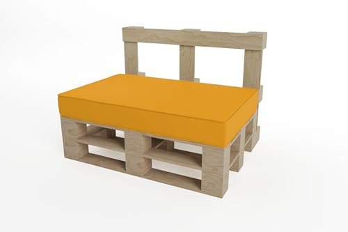 chilly pilley Palettenkissen Wasserdicht Keder Naht Palettenauflage Wasserfest Gartenkissen Wasserabweisend Palettenpolster Abnehmbar mit Reißverschluss Sofaskissen (Sitzkissen 120x60x15, Gelb)