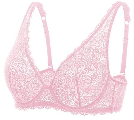 DOBREVA Femme Soutien-Gorge Dentelle Bralette Plongeant sans Rembourré avec Armatures Gazelle Rose 95D