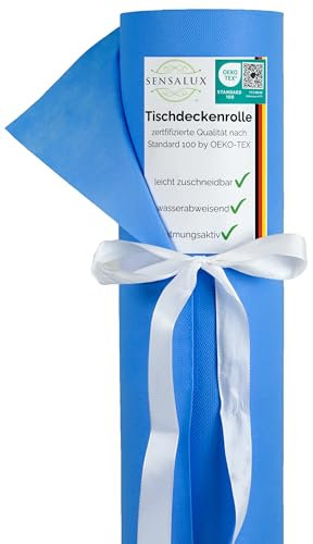 Sensalux Tischdeckenrolle, Standard 100 by Oeko-TEX, abwaschbar, 1,18m x 10m, Tischtuch, Tischwäsche, stoffähnliches Vlies, Hellblau