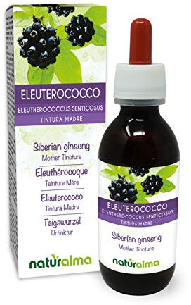Taigawurzel oder Sibirischer Ginseng (Eleutherococcus senticosus) Wurzeln Alkoholfreier Urtinktur Naturalma - Flüssig-Extrakt Tropfen 120 ml - Nahrungsergänzungsmittel - Veganer