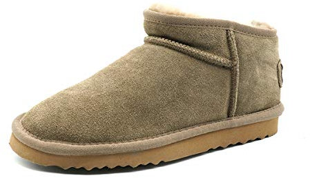 OOG Damen Lederboots mit Lammfell Echt-Leder warm gefüttert Schnee Boots Winter Boots Übergröße 42 (5889 Khaki, Numeric_38)