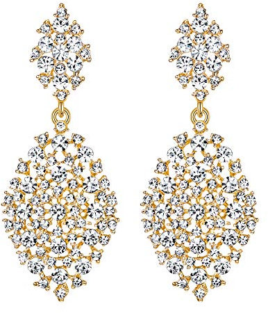 EVER FAITH Träne Ohrringe Österreichische Kristall party für Damen Aushöhlen Teardrop Ohr Schmuck in Klar Gold-Ton