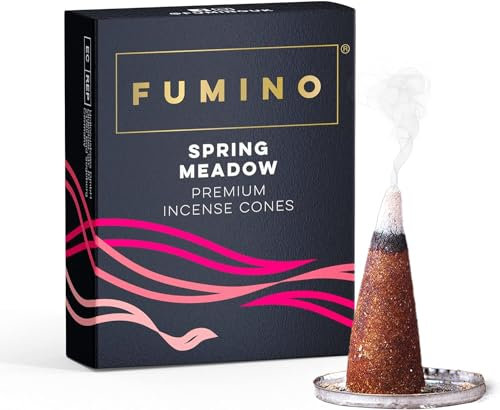 Fumino® Pradera de Primavera Conos de Incienso Fresco 15 por Caja Fragancia de Humo Masala Agarbatti para la Relajación, Meditación, Antiestrés - Decoración de Hogar