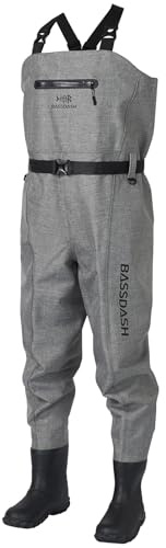 Bassdash Trampolieri da Pesca 3D ad altissima Resistenza Trampolieri da Caccia da Pesca in PVC in Nylon Scozzese Nero per Uomo