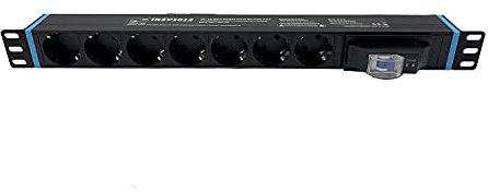 Infitronic - INSV1012 – 19 Zoll 7 Fachs Steckdosenleiste Stromverteiler 1 HE mit Leitungsschutzschalter/FI/LS Schalter