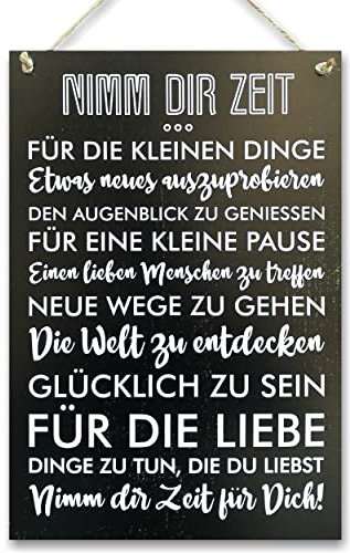 CARISPIBET Nimm dir Zeit Wandschild Türschild Dekorationsschild Hausschild Wohnkultur im Vintage-Look mit Zitat als Geschenk Holzbild 30x20