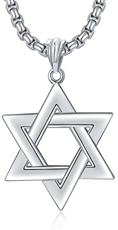 PDTJMTG Davidstern-Halskette aus 925er Sterlingsilber für Männer und Frauen mit 56 cm + 5 cm Edelstahlkette