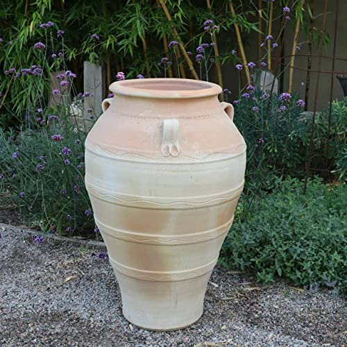 Palatina Keramik | XXL Terracotta Amphore mit Henkel | 100 cm | bauchiges,schlankes Tongefäß frostfeste Keramik | mediterrane Deko Garten Terrasse Olea 100
