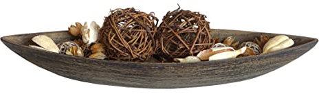 Generisch Schale mit Naturdeko | Dekokugel Rattan Kugel | Tischdeko Dekoration | 45 cm