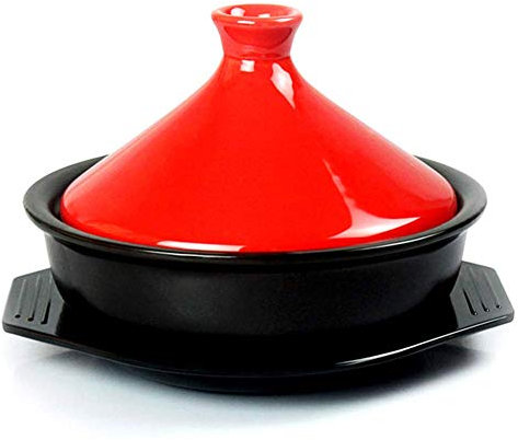 Casseroles avec couvercles Tajine de Cuisson sans Plomb, Marmite à tajine de 23 cm, Pot à tajine en céramique (Rouge)