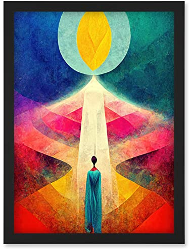 Doppelganger33 LTD Into The Light Abstract Spiritual Painting Artwork Framed Wall Art Print A4
