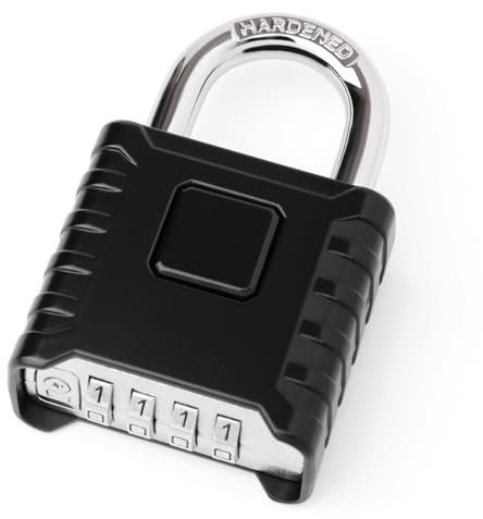 Weielt Candados combinados resistentes para exteriores, acero inoxidable de 52 mm, 4 dígitos, vallas, almacenes (negro)