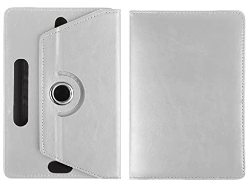 Universal 7 inch 360 Rotating Case Fits All 7 and 7.1 inches Android Tablets, Smooth Interior, PU Leather Exterior Supports Multiple Viewing Angles, Lightweight Folio Wallet Case Cover (White)