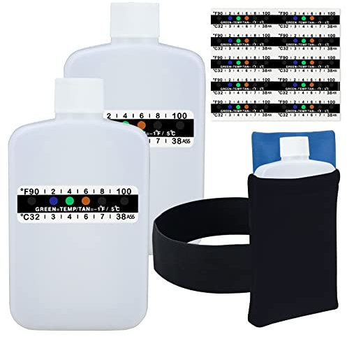 14 Pcs Urine Test Complete Kit Includes 2 White Portable Empty Bottles, Thermal Preservation Gel Bag, 10 Adhesive Temperature Test Strips, Neoprene Bag and Hi-Stretch Hidden Leg Straps, Urine Bottle