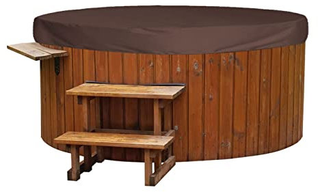Runde Abdeckung für Whirlpools, Wetterfeste Universalabdeckung für Vier Jahreszeiten, Reinigung Des Whirlpools, Faltbare Schutzabdeckung für Außenwannen und Thermalbäder(210 * 30 cm Kaffee)