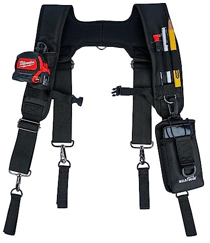MELOTOUGH Ceintures porte-outils Bretelles Avec Pochette à Téléphone Bretelles de ceinture à outils rembourrées pour menuisier/électricien/toiture/fermier (H)