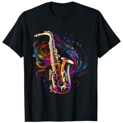 Saxophon Farben Bunt Musiker Geschenk für Saxophonisten T-Shirt