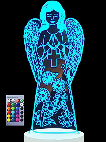 Jinson well 3D Engel Flügel Lampe optische Illusion Nachtlicht 16 Farbwechsel Tisch Schreibtisch Dekoration Lampen mit Acryl USB Spielzeug
