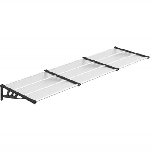 vidaXL Türvordach Terrassentür Fenster Veranda Markise Regenschutz Outdoor Haustür Vordach Markise Schwarz und Transparent 297,5x90cm Polycarbonat