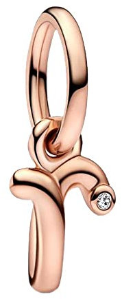 Rosa d’oro Ciondolo con Lettera R Dell'alfabeto in Argento Sterling 925 Charm Bead con A alla Z Pendente con Zirconia Cubica Compatibile con Pandora e Europei Bracciale Collane da Donna