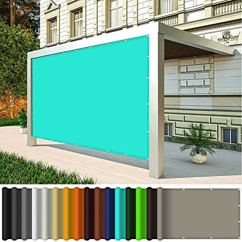 Rechteckige Sonnenschutztuch 2.5 x 5 m, Wasserdichter Terrassen-Seitenmarkise 98% UV Schutz Terrassenüberdachung für Garten, Balkon und Terrasse, Himmelblau