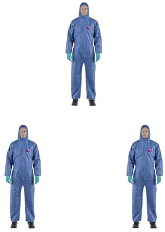 Ansell AlphaTec 1500 Model 138, Einweg-Schutzanzug mit Kapuze, Chemikalienschutz Type 5/6, Wasserabweisend Arbeits-Overall, Einmal-Schutzkleidung Herren Damen, Blau, Größe 2XL (1 Stück)