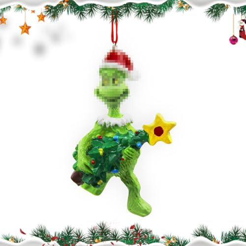 TECHEEL Weihnachtsdekorationen Weihnachtsbaum Hängende Dekorationen 3D Ornament Kunstharz Weihnachten Lustige Grün Weihnachtsdekoration Für Zuhause, Urlaub, Party.