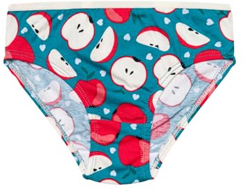 Dedoles Slip Damen & Mädchen Panties Unterwäsche Baumwolle viele lustige Designs Blumen Apfel Avocado Einhorn Meerjungfrau, Farbe: Blau, Motiv: Roter Apfel Mädchen, Gr. 4-6 Jahre