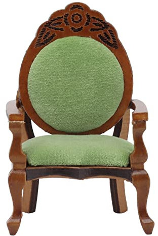 ANKROYU Miniatur-Puppenhausstuhl Im Maßstab 1:12, Puppenhaus-Miniatur-Vintage-Holzsofa, Puppenhaus-Bürostuhl, Retro-Einzelstuhlmöbel Für Heimdekorationsszenenaufnahmen
