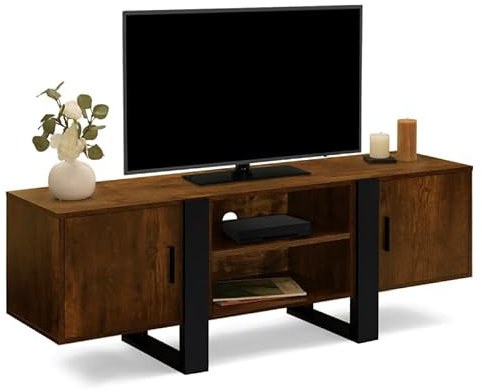 IDMarket Phoenix - Mueble para TV (140 cm, 2 puertas, madera, efecto envejecido, color negro
