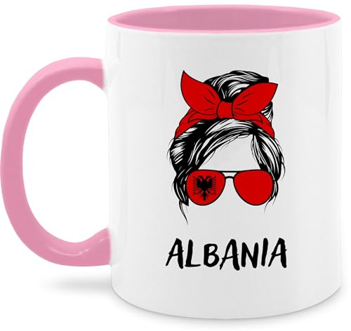 Tasse Tassen 325ml - Fußball EM WM - Cooles Albanien Motiv Albania Style Shqipëria - 325 ml - Rosa - 2024 fussball albanian mug fanartikel europameisterschaft albanische fu ball em24 fussball-wm