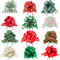 jijAcraft 24 Stück Weihnachts Geschenkschleifen Pull Bows, Weihnachtsschleifen Selbstklebend 13cm, Weihnachts Schleifen Zubehör für Geschenkverpackungen, Weinflaschendeko, Weihnachtsdeko - Streifen