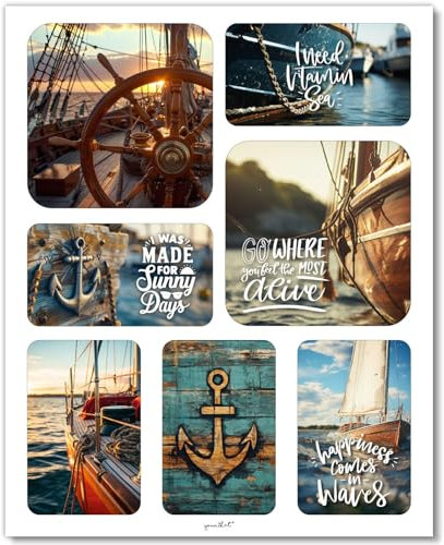 7 Motiv-Magnete Maritim I Spruch-Magneten I Geschenk-Idee Männer I Küche I dv1447