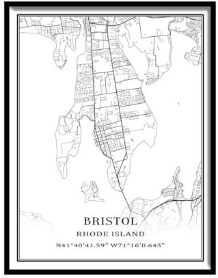 Tanokcrs Bristol Rhode Island Amerika, Wandkunst, Stadtkarte, Gemälde, Leinwand, ungerahmt, Kunstwerk, modernes einfaches Poster, Heimbüro, Dekoration, 45,7 x 61 cm