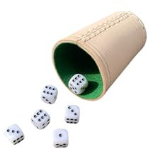 Würfelbecher Leder mit Filz und Würfel - Hochwertig & Leise - Echtleder Kniffelbecher (Grün)