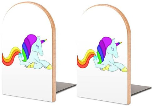 Une paire de serre-livres pour étagères, serre-livres licorne arc-en-ciel mignons pour bureau et école