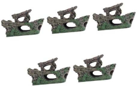 Milisten 5pcs Fish Tank Shipwreck Landscaping Betta Fish Tank Aquarium Animal Shelter Fish Tank Decoration Shipwreck Aquarium Shipwreck Aquarium Driftwood Log Tree Trunk Decor Resin