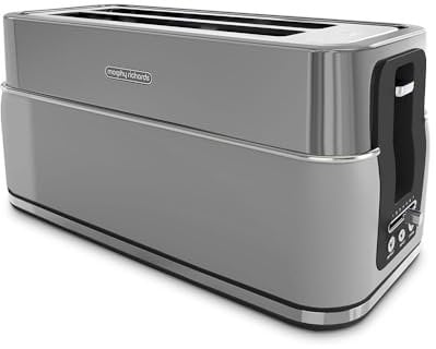 Morphy Richards Signature Matte 4 Slice Toaster, 2 Long Slot Design, Variable Browning, Cancel, Defrost, Reheat, Removable Crumb Tray, 1750W, Grey, 245705