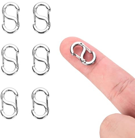 Chiusure a Moschettone con Doppia Apertura,6 Collane in Acciaio Inox Accorciatori Chiusura per Bracciali,per Collane Bracciali,Chiavi e Decorazioni Fai da Te(Argento)