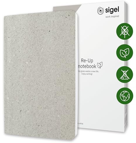 Sigel Re-Up Softcover Notebook A5 | RU200, Squared, chalk white, 100 p