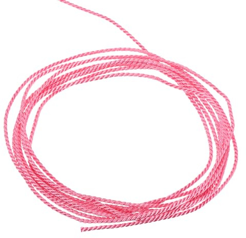 sourcing map Twisted Cord Trim 5 Yard 1.5mm Pink - 5m | 3-Ply Twine Braided Rope Shiny Thread String for Craft Gift Bag Curtain Christmas Decor